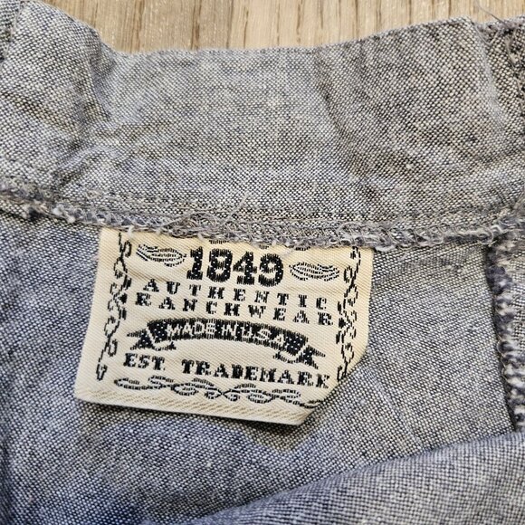 Vtg 1849 Authentic Ranchwear Skirt Womens M Chambray Elastic Waist Cowgirl Boho - Picture 7 of 9